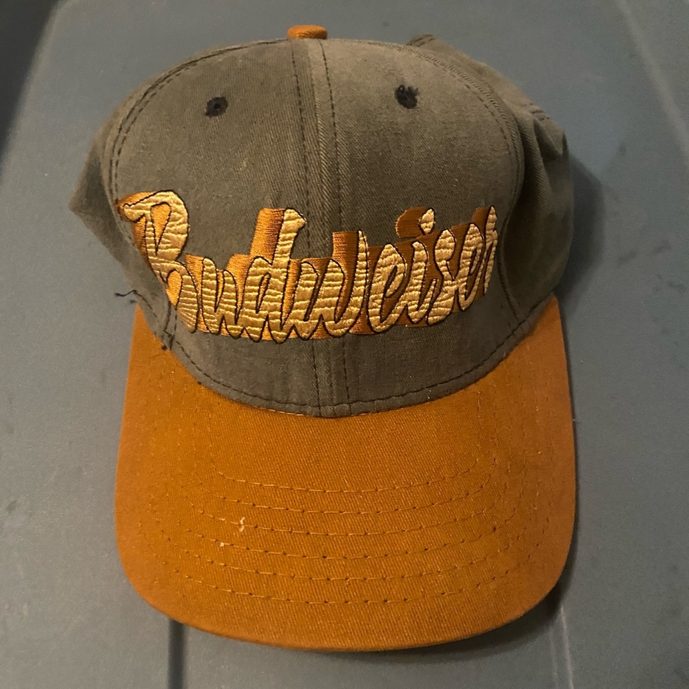 Budweiser Olive & Rust Two-Tone Script Baseball C… - image 1